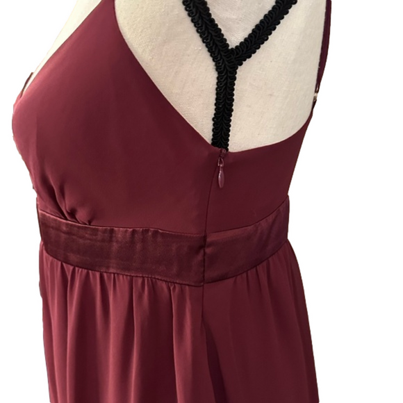 EUC ESPRIT Plum Chiffon Empire Waist Midi Dress Size 4 - Picture 4 of 9